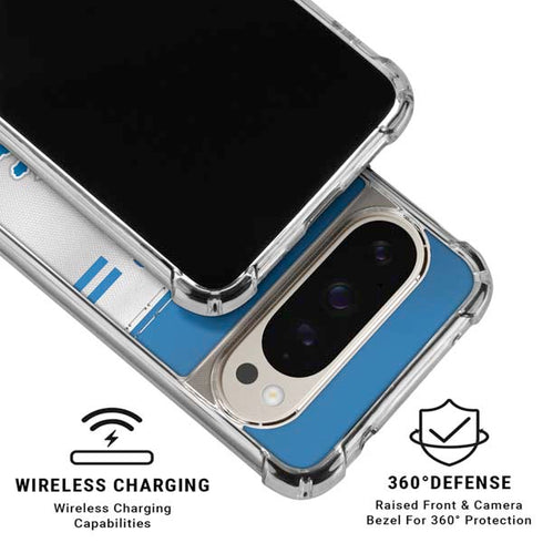 NFL Detroit Lions White Striped Pixel 9/9 Pro Clear Case